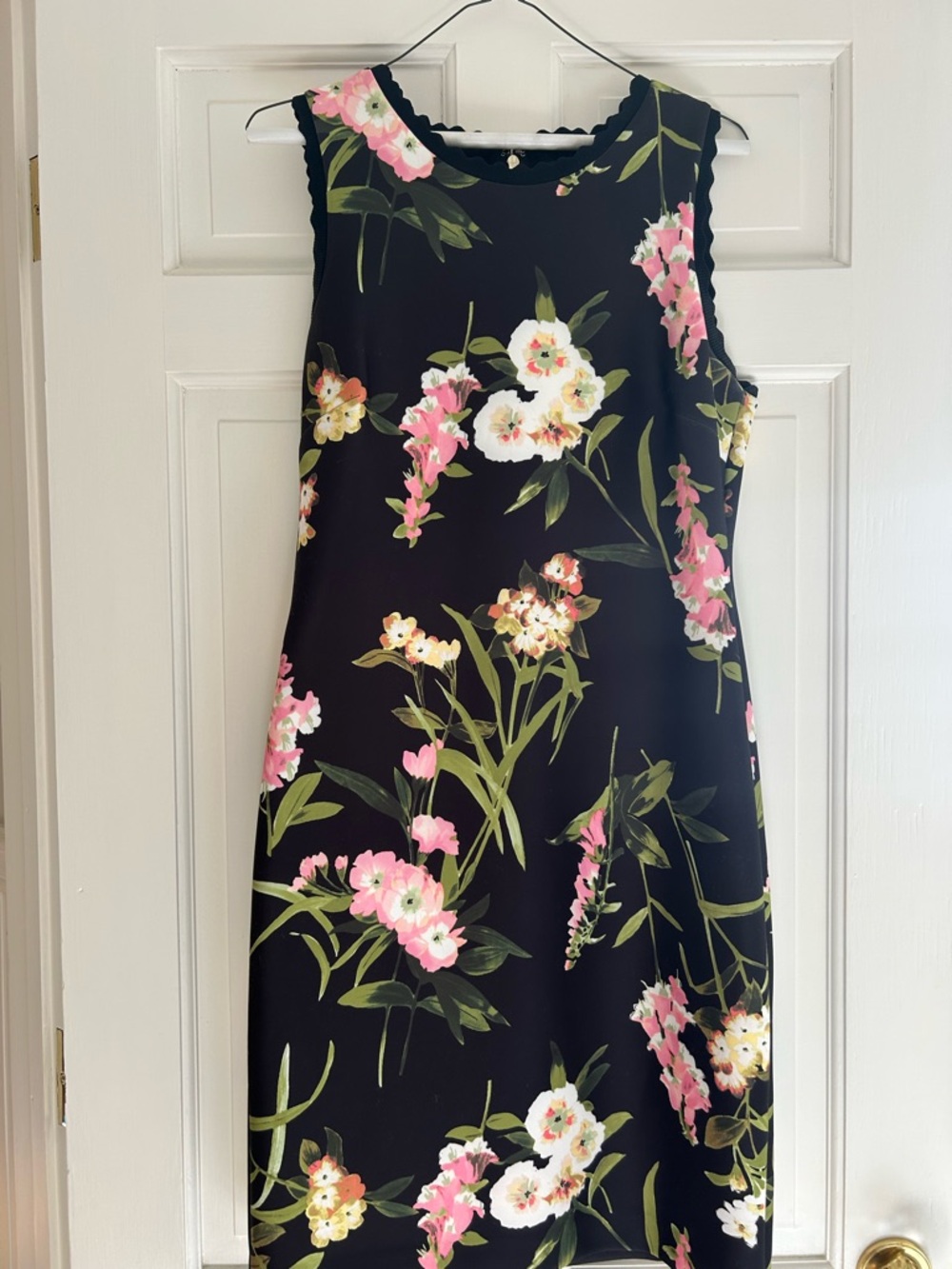 Tommy Hilfiger Black Floral Sleeveless Midi Dress - Pink & White Blooms